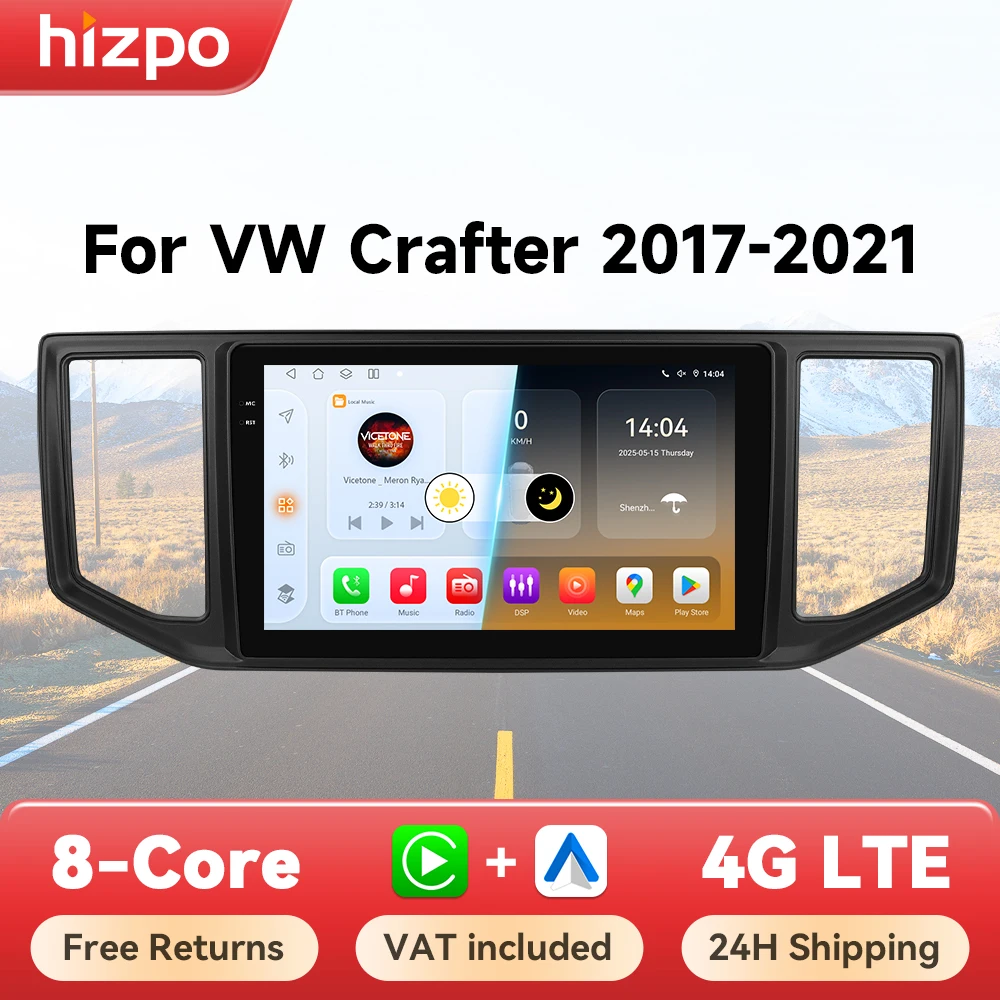 Hizpo Für VW Volkswagen Crafter 2017 2018 2019-2021 Drahtlose CarPlay Android Auto Auto Radio GPS Multimedia 2 din Audio Player BT