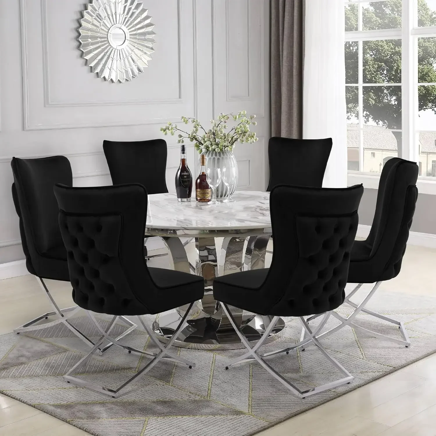 [New Arrival, Discounted Price!]Velvet Dining Chairs Set of 2, Luxurious Upholstered Tufted Dining Room Chairs, Glam Royal Velve