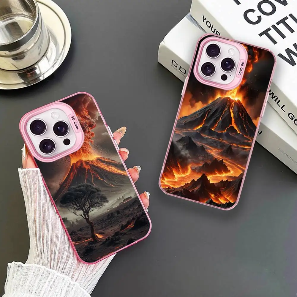 

Volcanic Eruptions Phone Case For iPhone 16,15,14,13,12,11,Mini,Pro,MAX Pink Matte Shockproof Cover