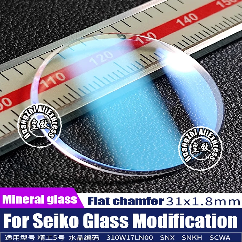 31x1.8mm mineraalglas plat met grote afschuining voor Seiko No.5 SNX SNKH SCWA horloge spiegel rood blauw AR-coating horloge kristal onderdelen