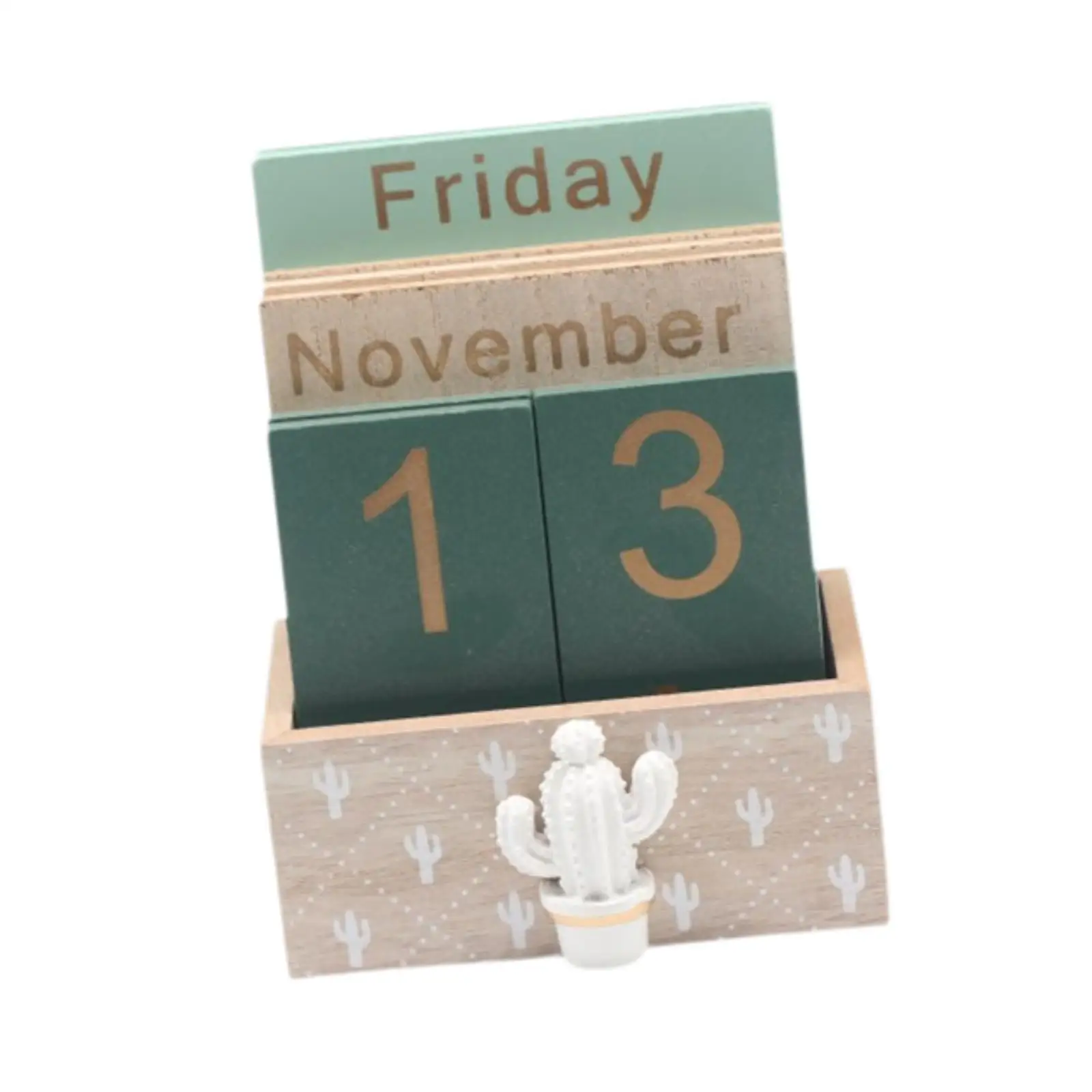 Perpetual Calendar Wood Block Calendar Desk Desktop Home Rustic Decor Desktop Standing Calendar for Bar Nursery Dorm Birthday