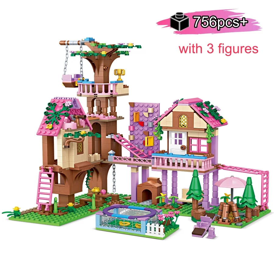 

НОВЫЙ креативный дом дружбы и деревьев, строительные блоки, вид на лес, сделай сам, настольные украшения, подарки на день рождения, Хэллоуин, Рождество