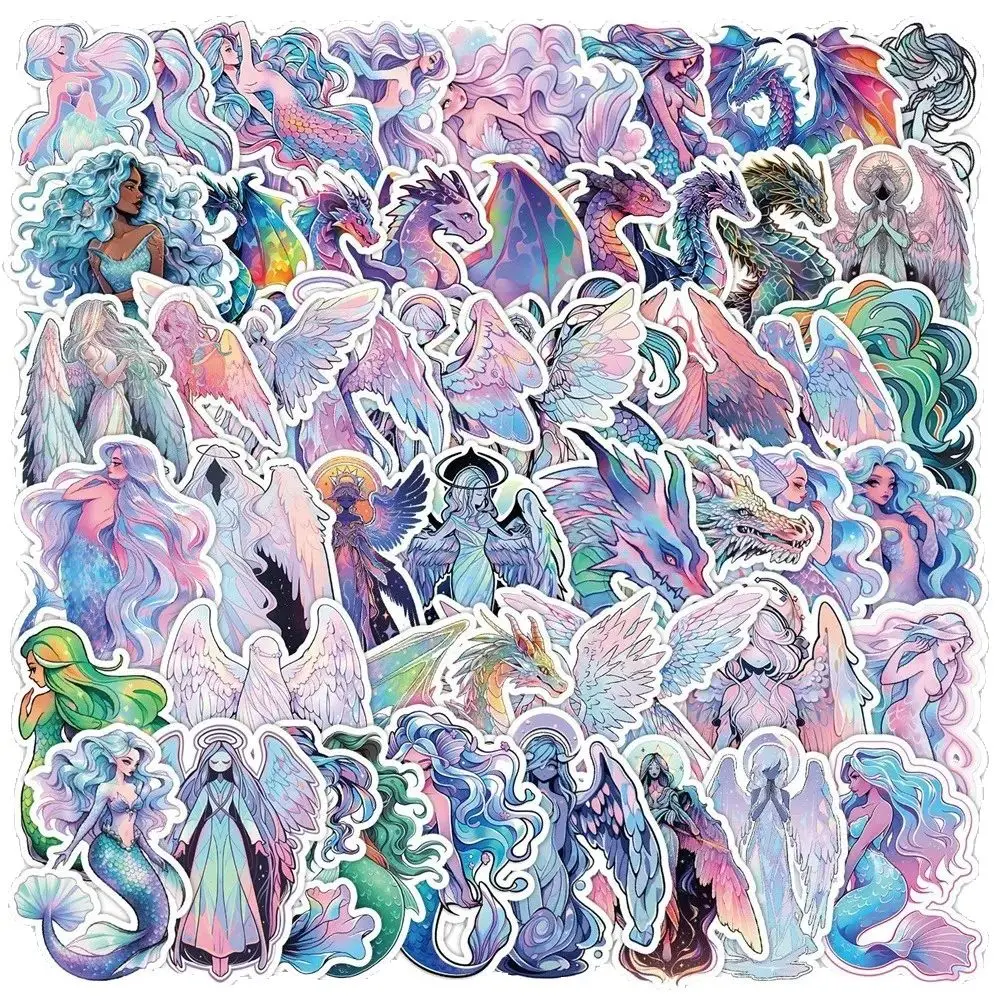 50PCS Neue Engel Meerjungfrau Aufkleber Doodle Cartoon Kreative Motorrad Wasser Tasse Auto Dekoration Wasserdicht