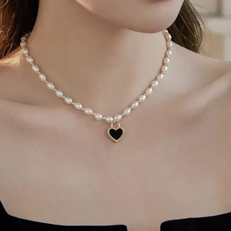 Pearl Heart Necklace Choker Collar De Perlas Collier Perle Korean Jewelry for Women Collares Para Mujer New In Accesorios Shell