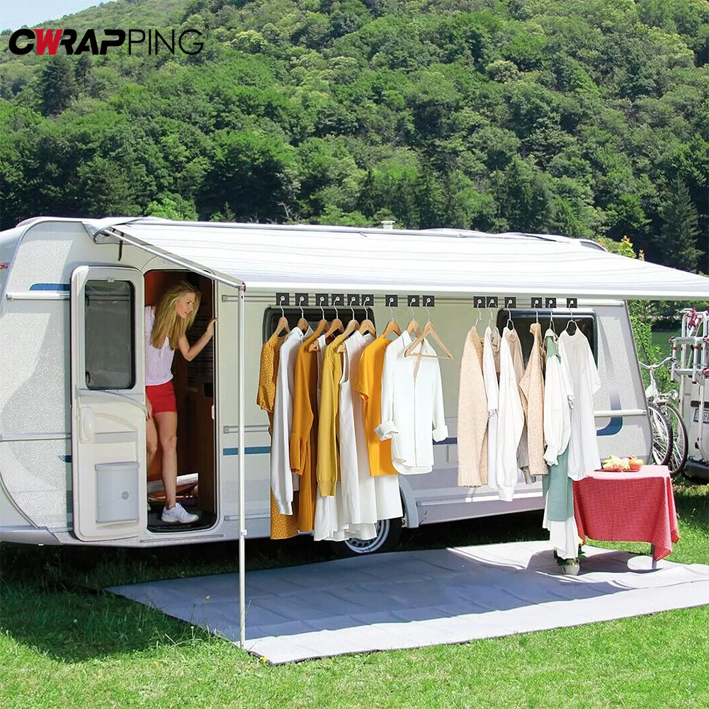 RV خيمة ضوء شماعات ملابس التخييم في الهواء الطلق المظلة متعددة الوظائف مع مقاطع هوك المنزلية قافلة تخييم RV الملحقات