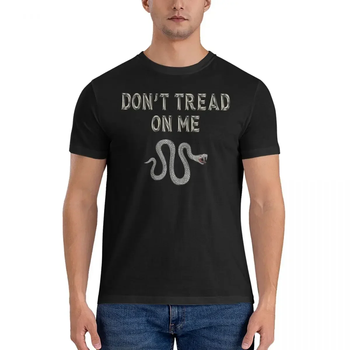 Unique Snake Dont Tread On Me White T-Shirts for Men Round Neck 100% Cotton T Shirts Javier Milei Short Sleeve Tee Shirt