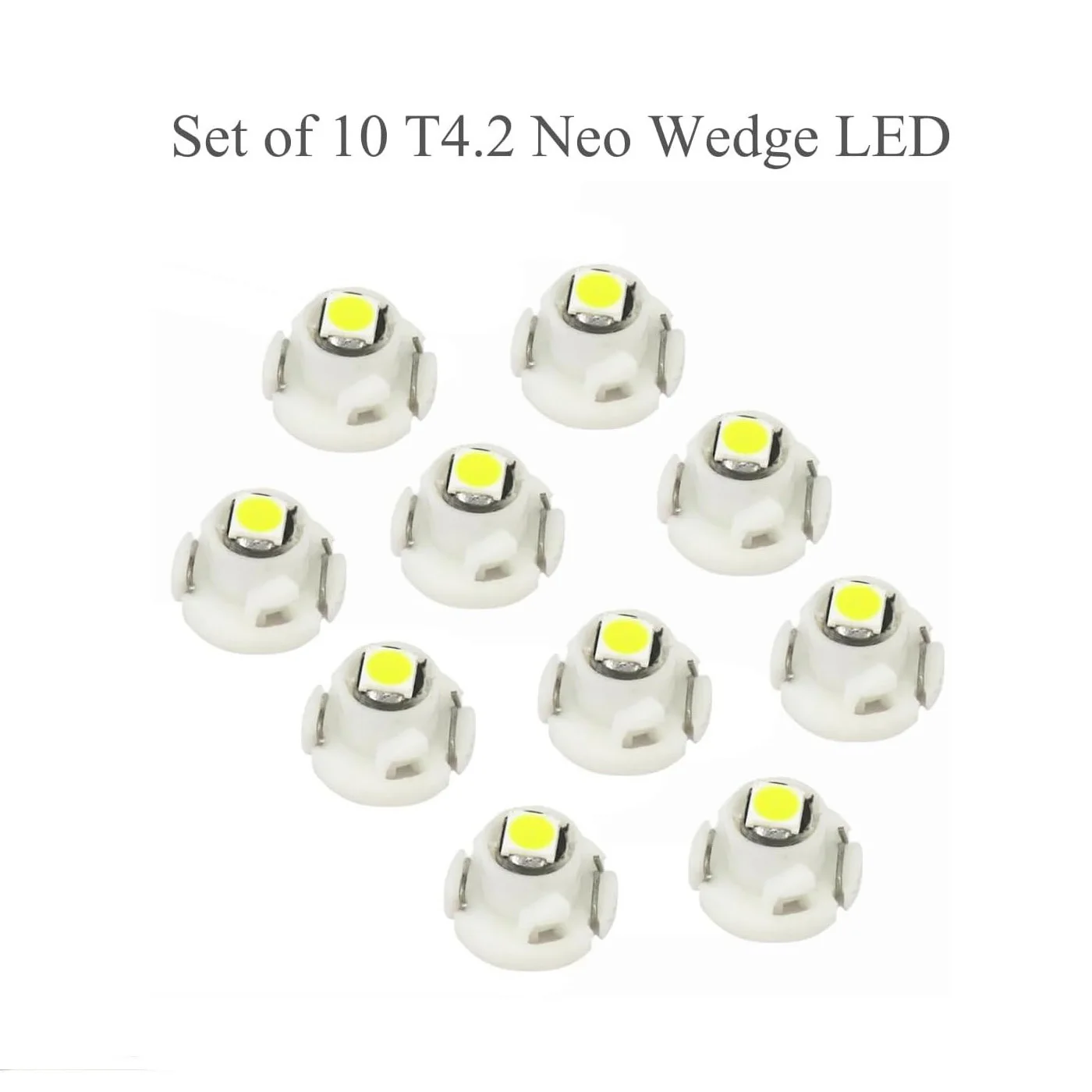 

10x White T4.2 Neo Wedge Led 3030 Chipest 10mm Base Car Instrument Cluster Dashboard HVAC AC Heater Climate Control Bulb Lamps