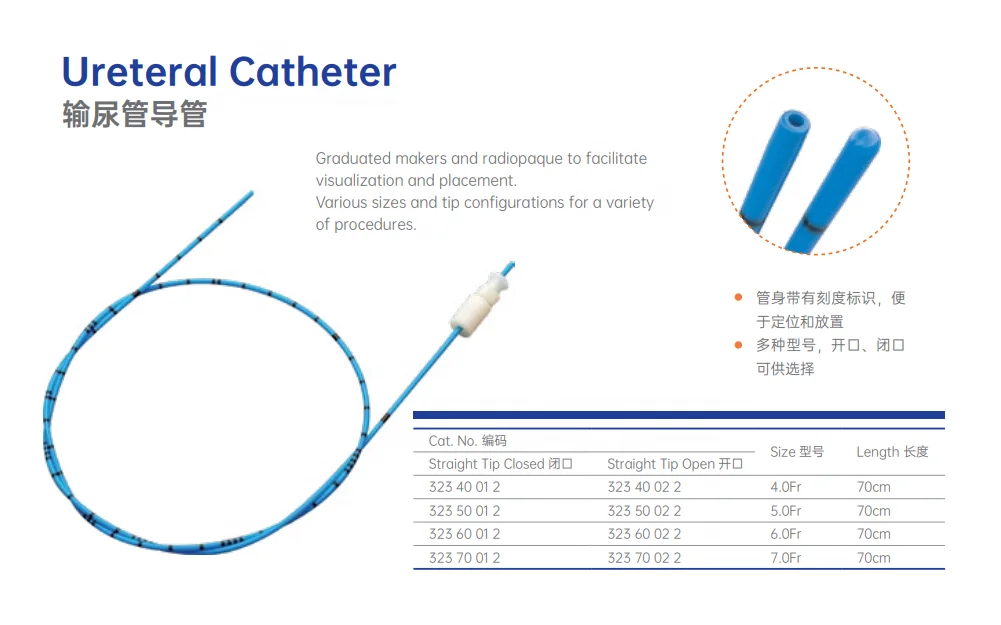 Ureteral Catheter Medical Device Consumable Disposable 4Fr~7Fr CE ISO Certified Sterile Class II Urology Urinary Drainage