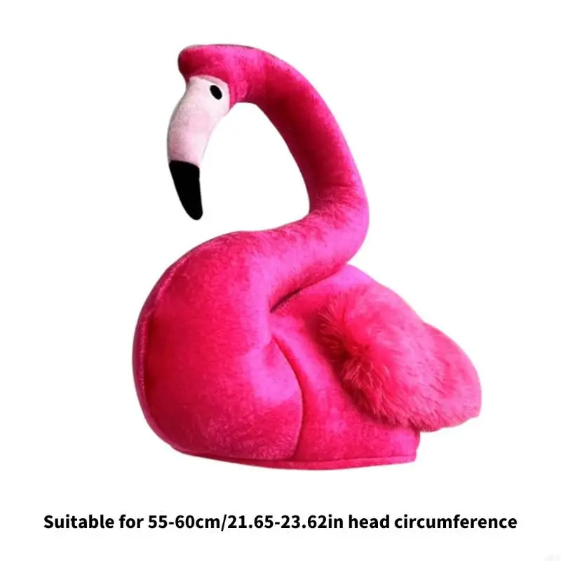 Plush Flamingo Hat Soft Cap For Themed Parties Cosplay Photo Props Elastic Costume Hats Festivals Stage Performances view 6