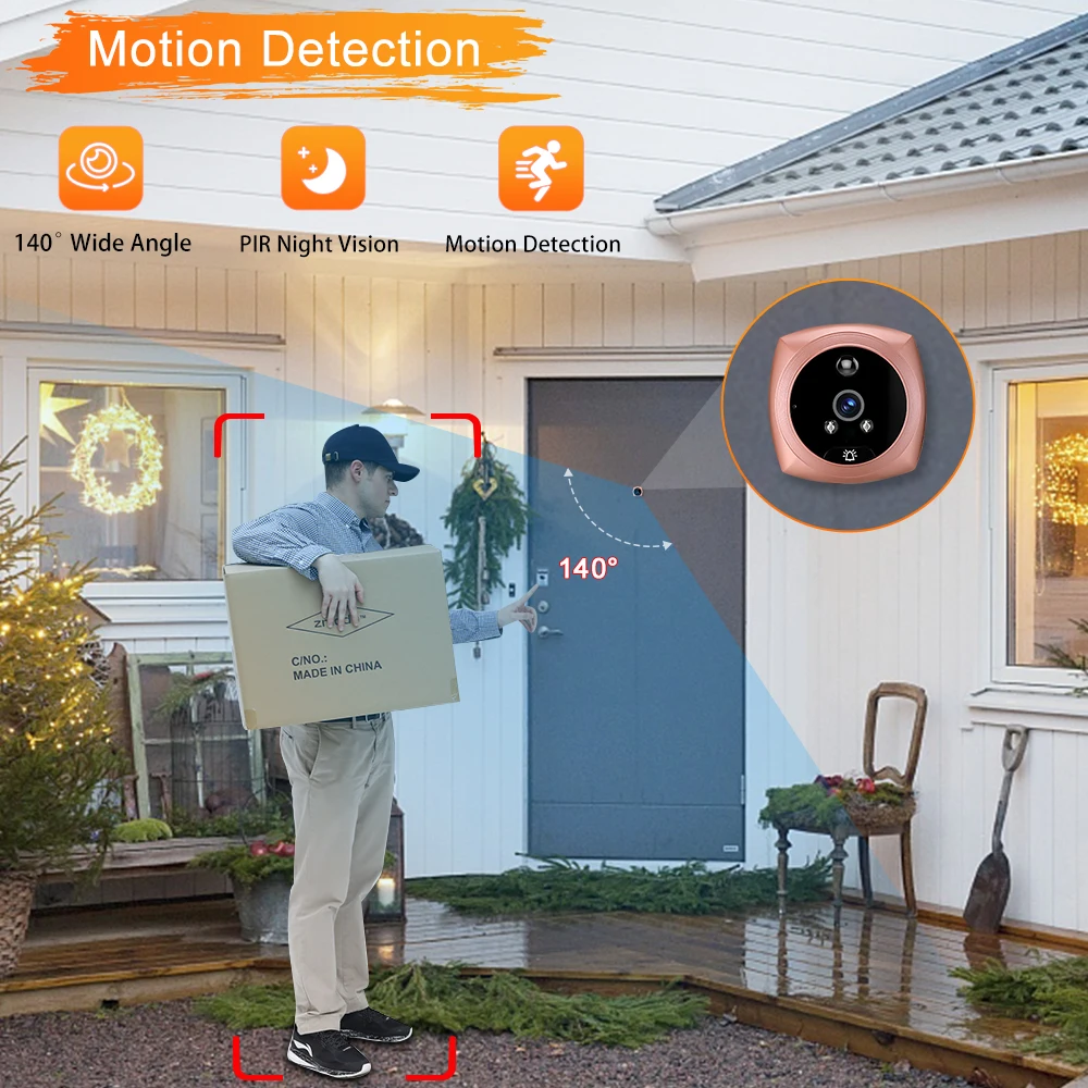 Sectyme New 4.5 Inch Peephole Video Doorbell Camera Smart Home Motion Detection Monitor Door Bell PIR Night Vision Door Viewer