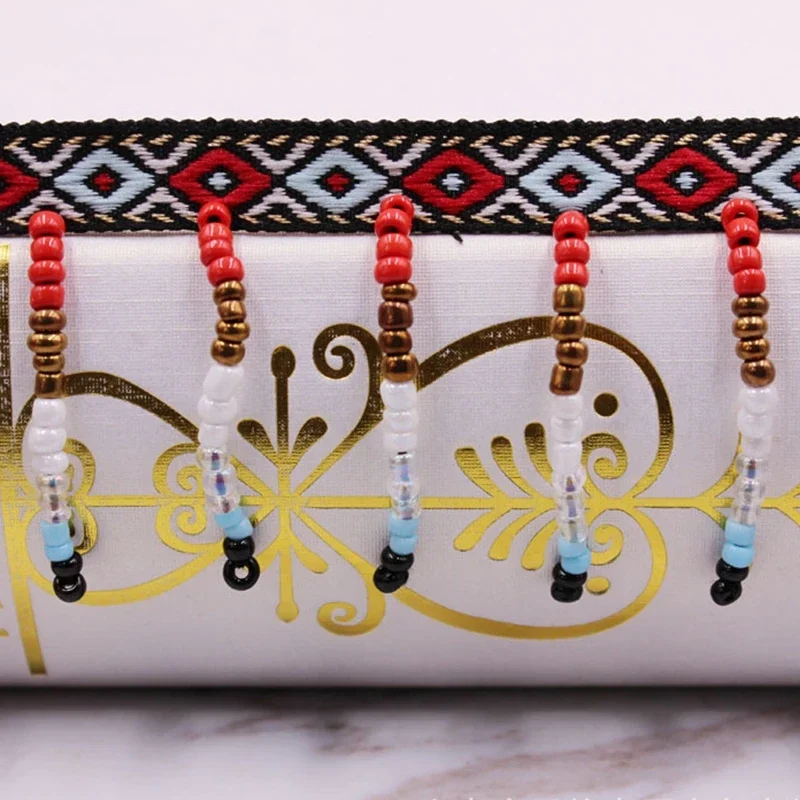 1 Yard Perlenfransen Ethnische Seidenquasten Spitzenbesatz für Vorhänge, Stickbänder, Quasten für Schmuck, DIY-Kleider, Nähen, Kleidung, Bänder – Detail 1