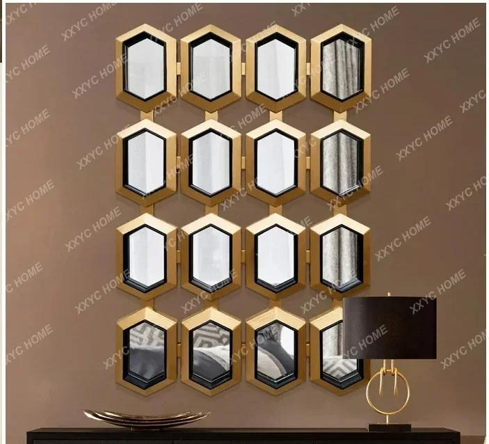 A CEuropean-style enigma mirror simple wall hanging splicing combination decorative mirror background wall hotel villa model ro