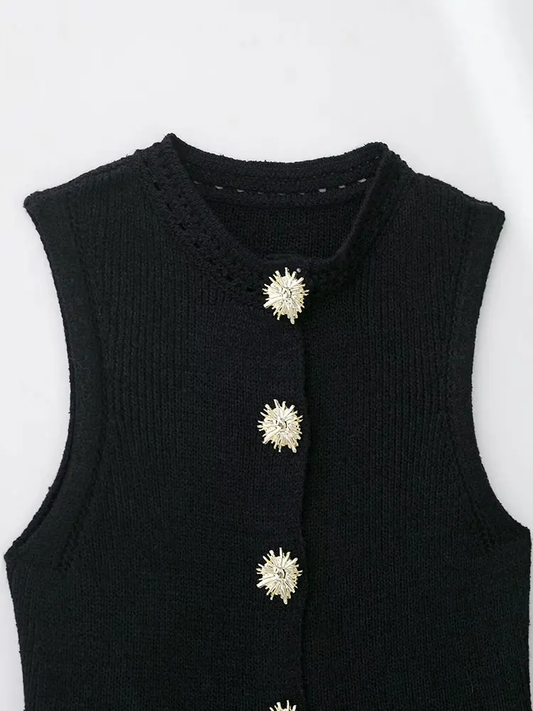 NLZGMSJ 2025 Herfst Trui Vesten Voor Vrouwen Textuur Gebreid Vest Vrouw Streetwear Knop Decoratie vrouwen Mouwloze Truien