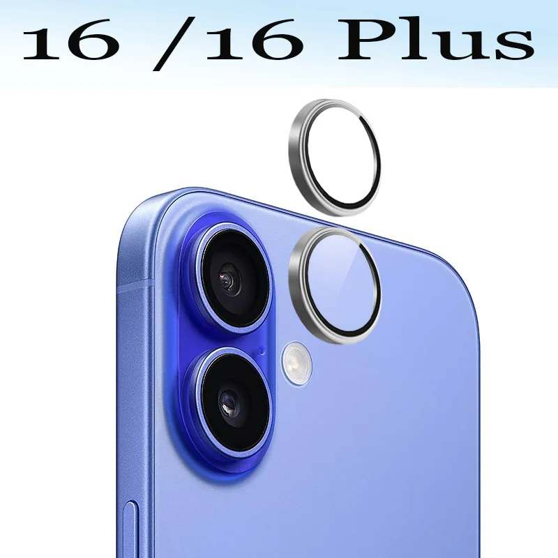 Matel Ring Kameraschutz für Apple iPhone 16 16 Plus Glas Kameraobjektivschutz 3D-Design Full Cover 1/2 Stk