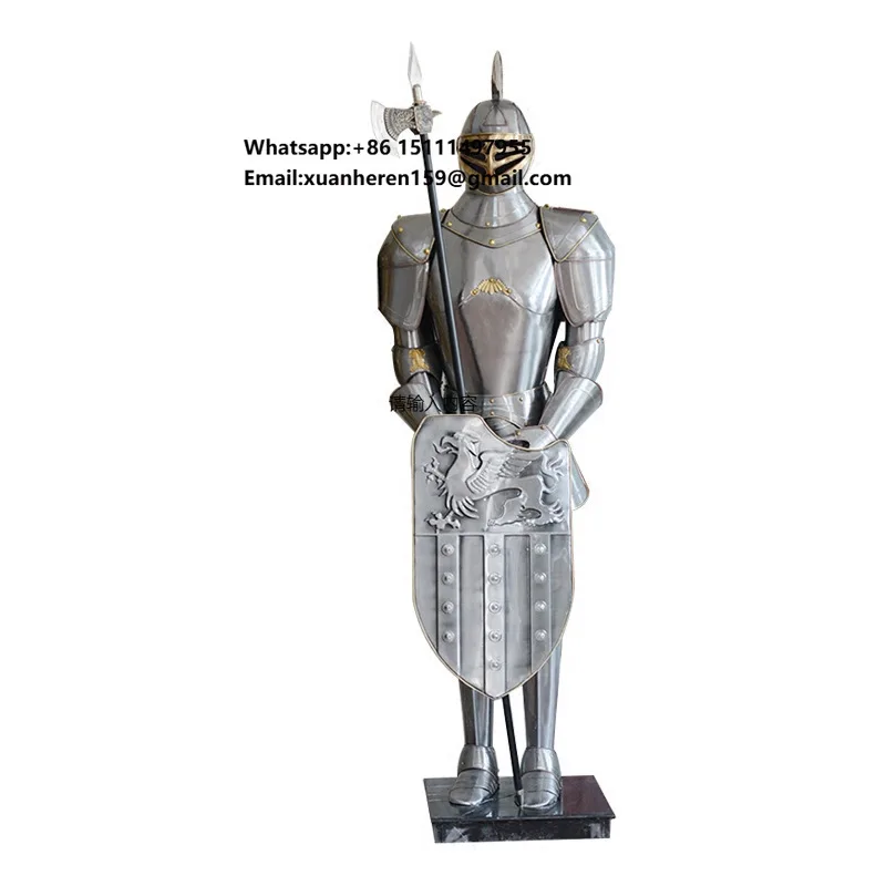 Century Medieval Antique Full Body Armor Suit Die Cast Silver Polished Metal Wearable Collectible Costume