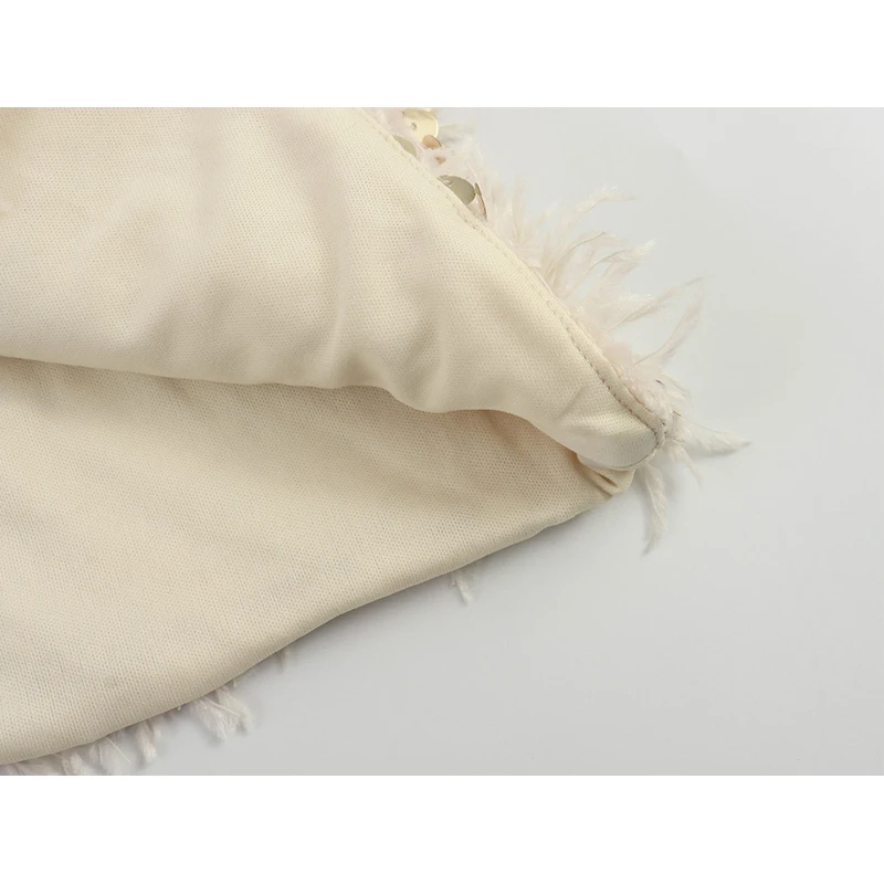 YENKYE Sexy Women Frayed Sequin Strapless Top Elasticated Straight Deckline Chic Party Crop Top High Street ropa de mujer