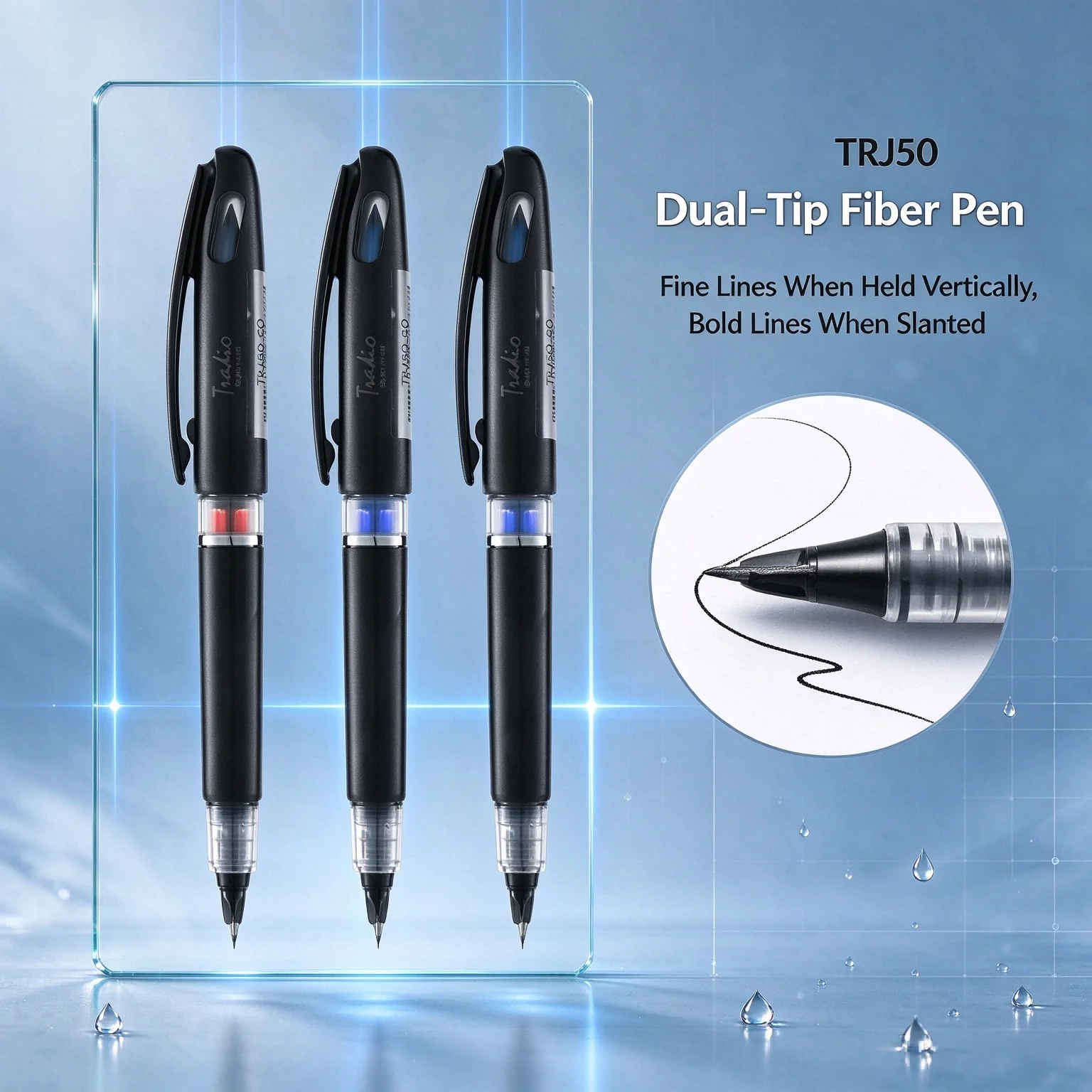 Japan Pentel TRJ50 Tradio Fountain Pen Effect Fiber Pen,0.4-0.7mm Line Width Adjustable Tip, Students Signature Calligraphy Pens
