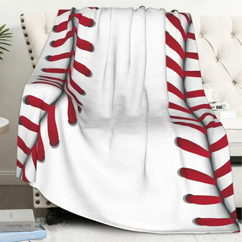 Softball Throw Blanket Soft Lightweight Baseball Texture Blanket Gifts For Softball Laces Sports lover Home Decoration