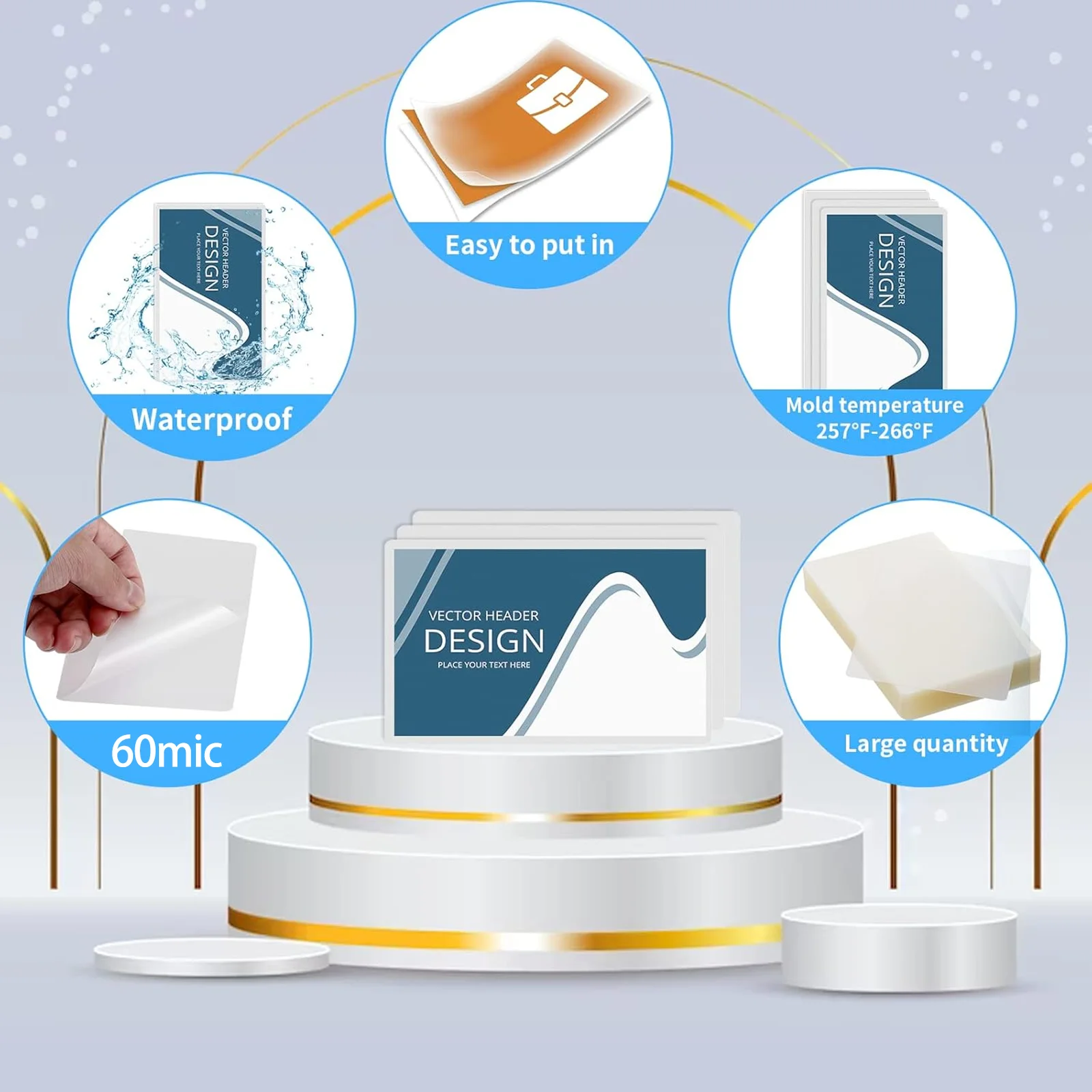 100 Pack 2.6x3.7 Inch Clear Thermal Laminating Sheets 60Mic Business Card Size Protective Film Waterproof Plastic for Office Use