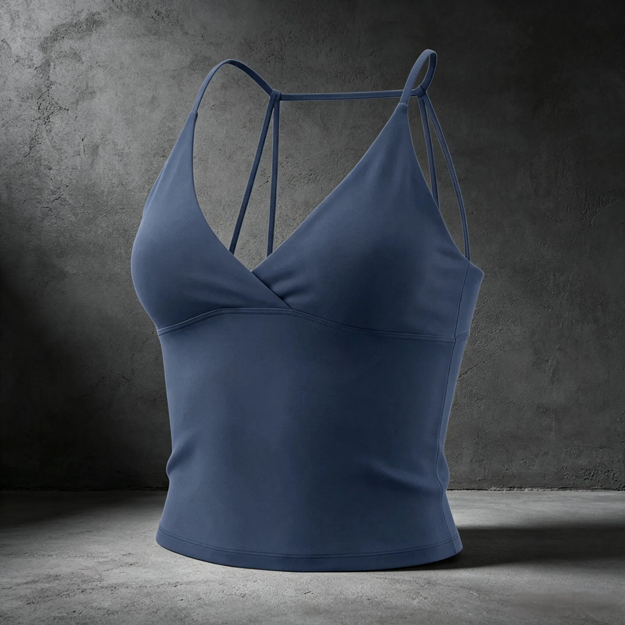 Dneyf DFY Damen Yoga-Cami-Top mit tiefem V-Ausschnitt und überkreuztem Rücken, ärmelloses, gepolstertes Sport-Tanktop, schnelltrocknend, dehnbar, Fitness-Workout-Weste – Detail 3