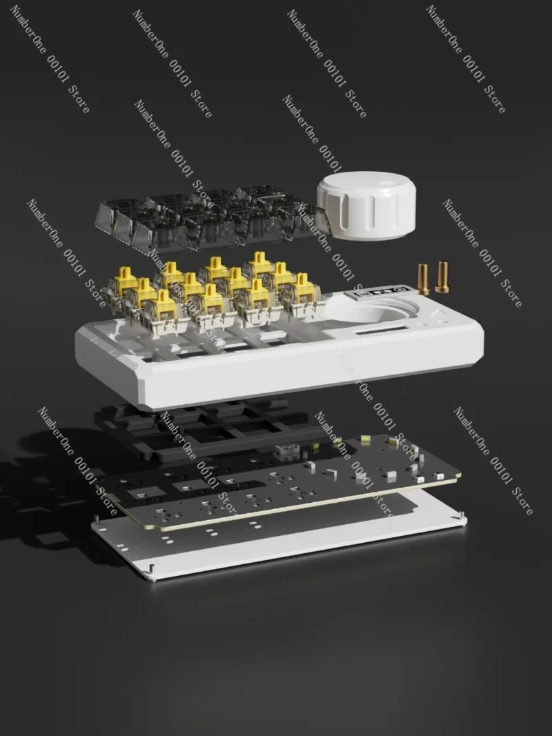 Premium Aluminum Alloy Mini Keypad with Force Feedback Knob Mechanical Keyboard Custom Programmable Macro Pad DIY Personalized