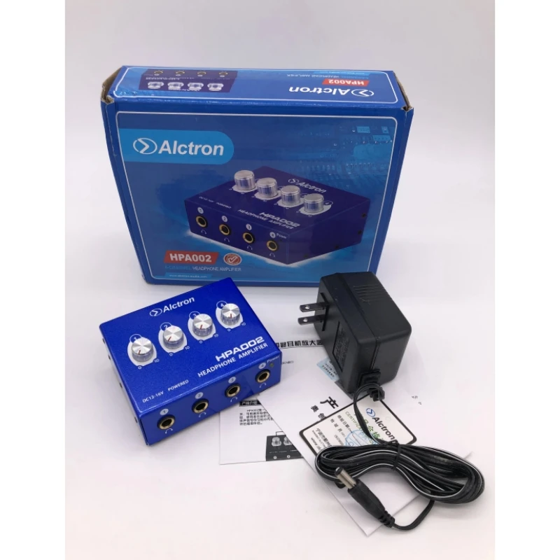 Alctron HPA002 mini 4-channel headphone amplifier 6.35mm,RAC stereo input&6.35mm stereo output connectors for studio recording