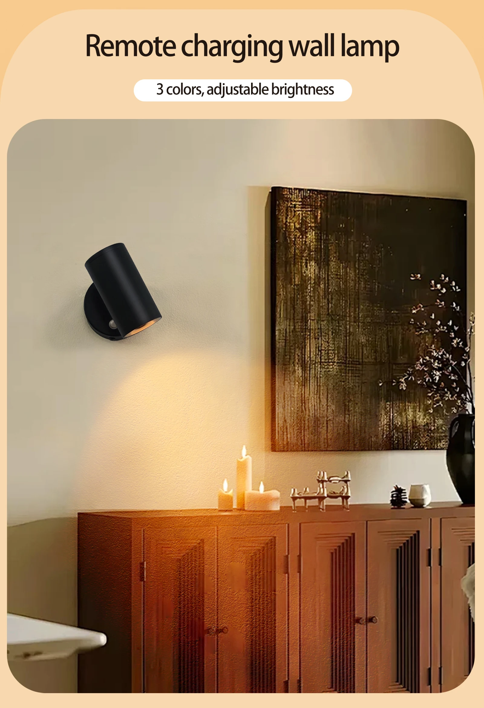 LED Modern Minimalist Remote Charging Wall Lamp 5200mAh Magnetic Suction Installation Touch 3-Color Bedroom Living Room Lighting