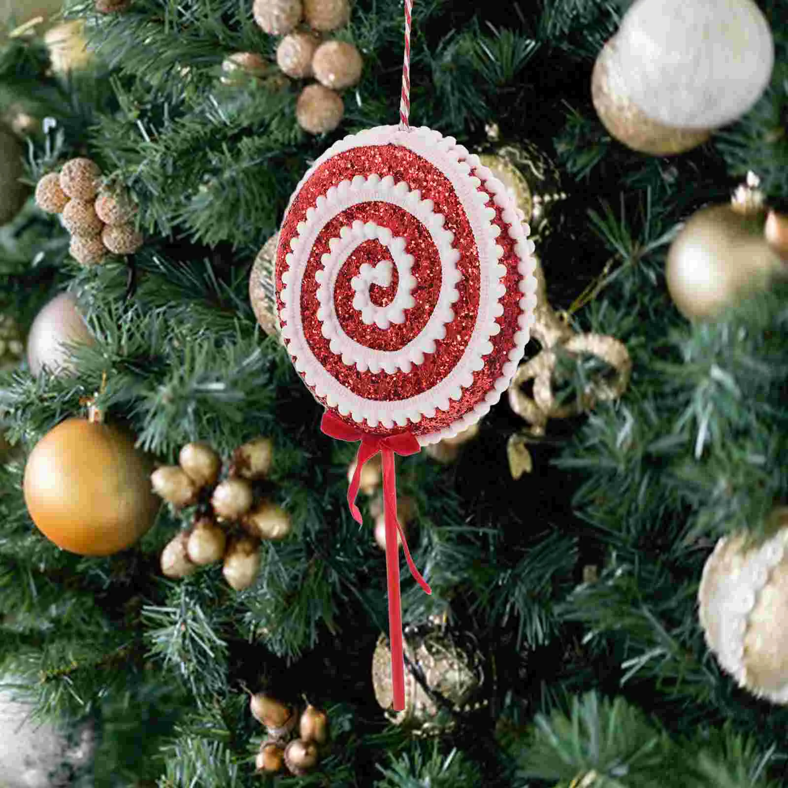 Christmas Decorations Peppermint Candy Ornament Ball Mini Tree Lollipop Craft Plush Cane Ornaments