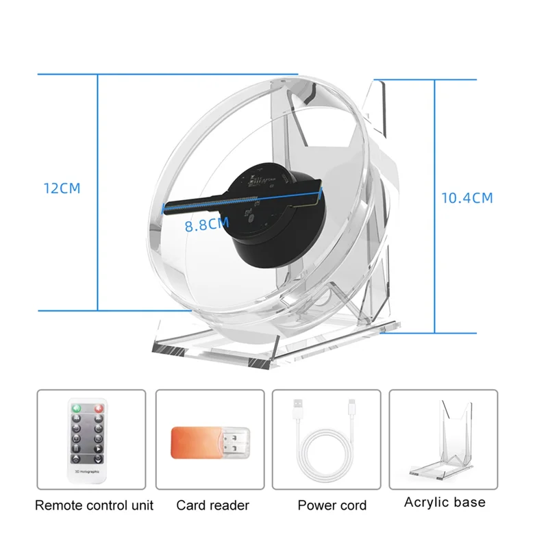 3D Fan Hologram Projector Desktop LED Sign Holographic Lamp Player Remote Display Support Images and VideoT98C