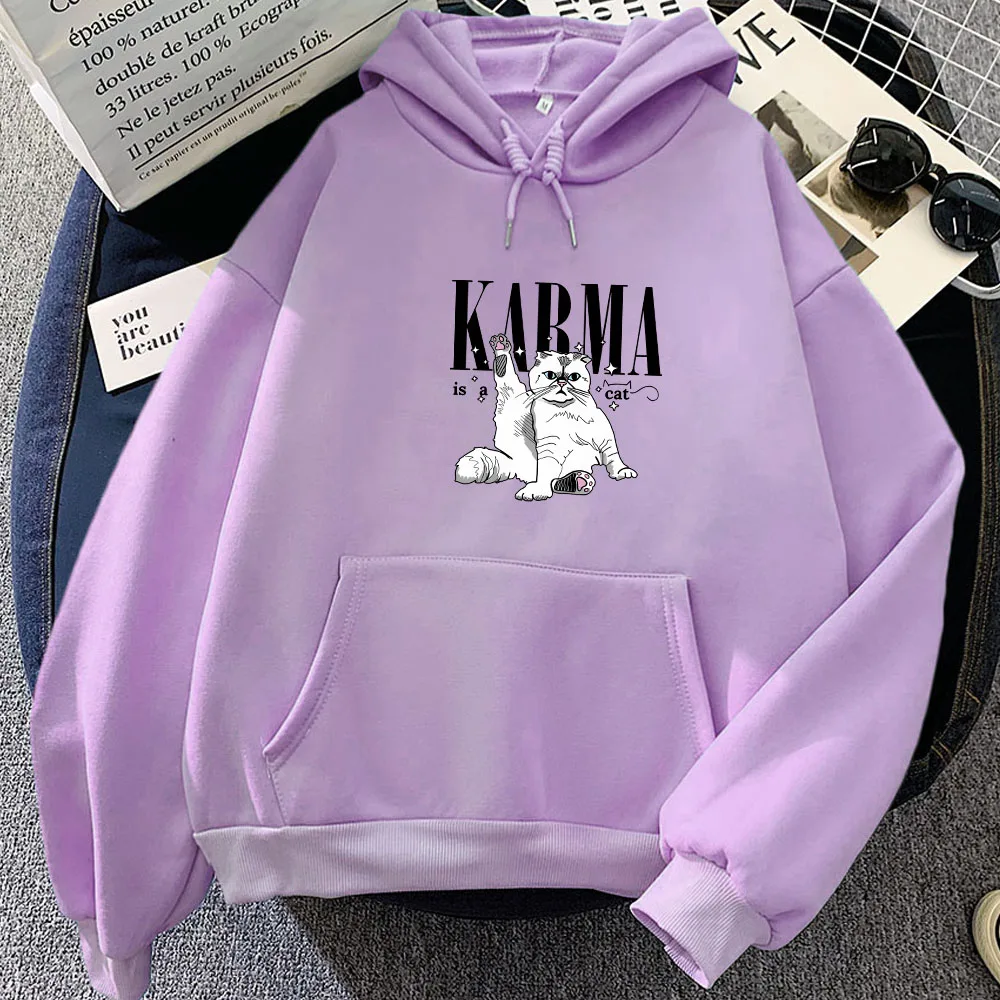 

The Eras Tour Karma Is A Cat Oversize Sweatshirts Women Fashion Aesthetic Hoodies Anime Long Sleeve High Street Sportwear Unisex