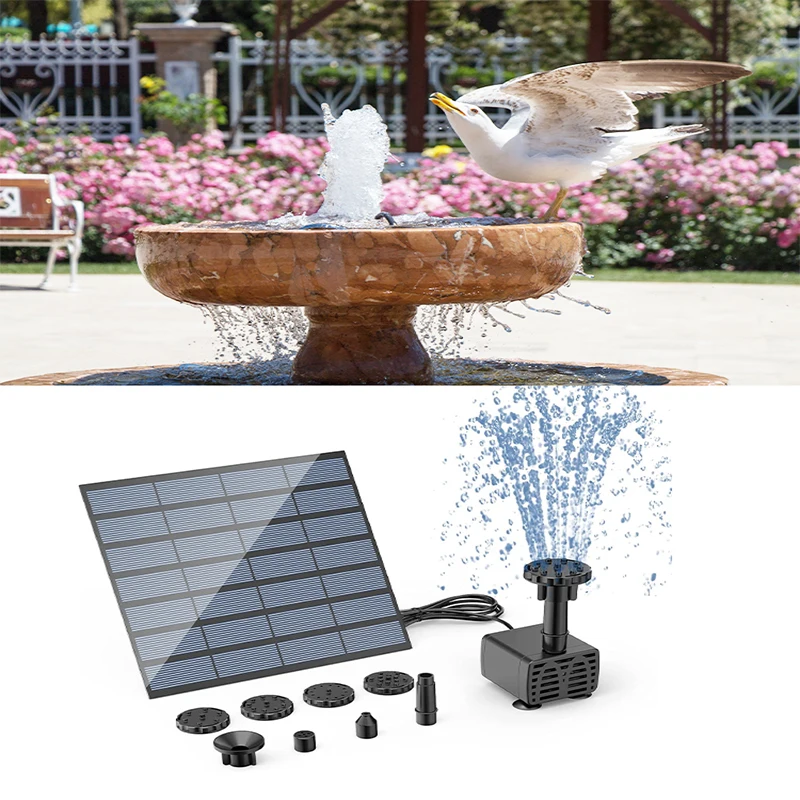 1PC Solar Fountain Pump Kit With Individual Solar Panels For Bird Bath Outdoor Pond Courtyard Garden And Fish Tank