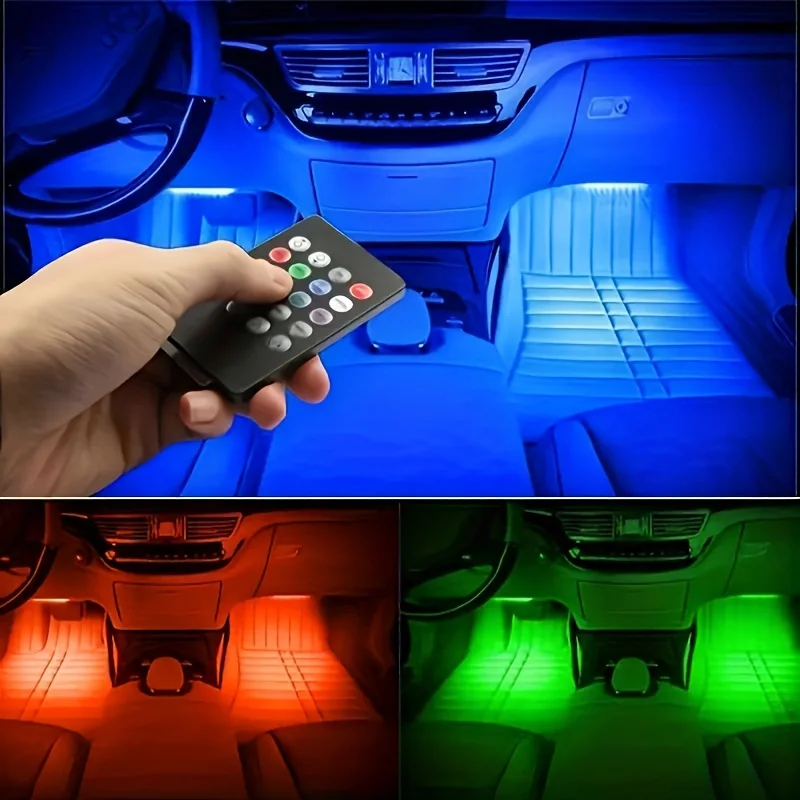 

Светодиодная лента с управлением через приложение RGB, комплект ламп для внутреннего освещения автомобиля, 48 цветов, декоративная, универсальная, «сделай сам», для автомобилей 12 В