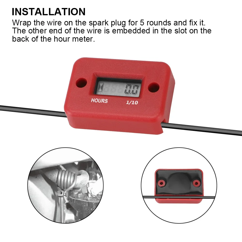 LCD Display Digital Hour Meter For Motorcycle ATV Gasoline Marine Snowmobile Portable Waterproof Engine Gauge Hour Meter