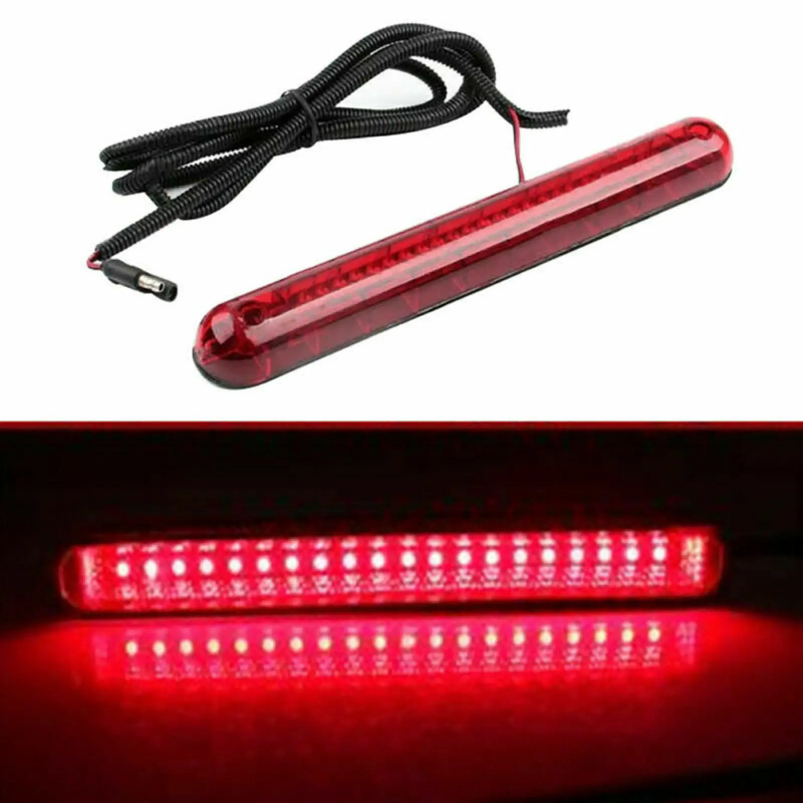 Luz de freno Universal de 12V y 24 LED, bombilla de luz roja para coche y camión, luz trasera de freno de montaje alto, luz de freno de coche de 12V