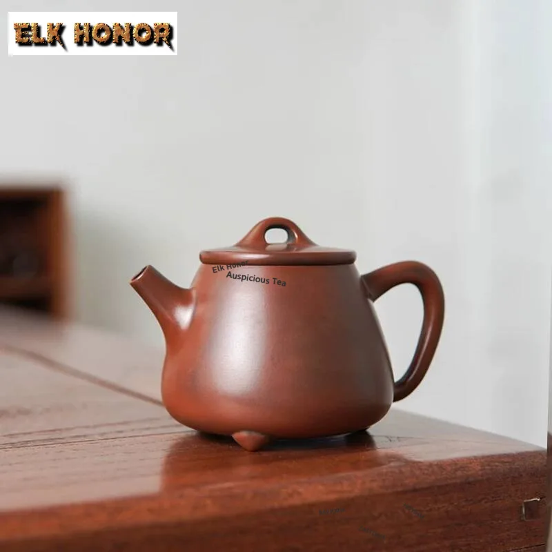 150ml Boutique Nixing Pottery Teapot Handmade Three-legged High-bowl Pot Raw Ore  Mud Tea Brewing Kettle Chinese Tea Set Teaware