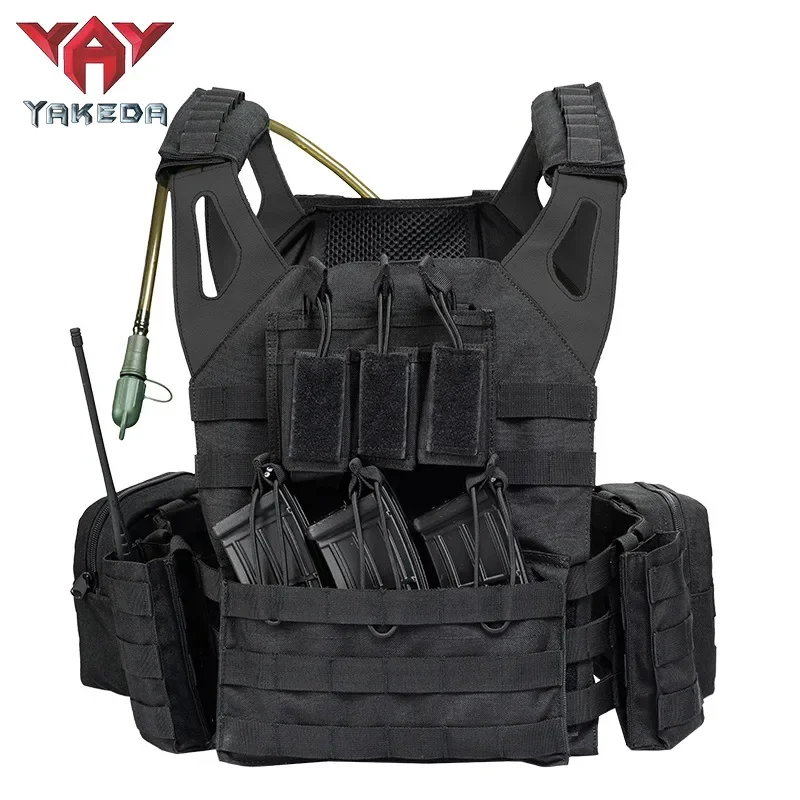 YAKEDA Tactical Vest & Portable Water Bag 1000D Nylon Airsoft Protective Hunting Vest Camouflage Molle Tactical Vest