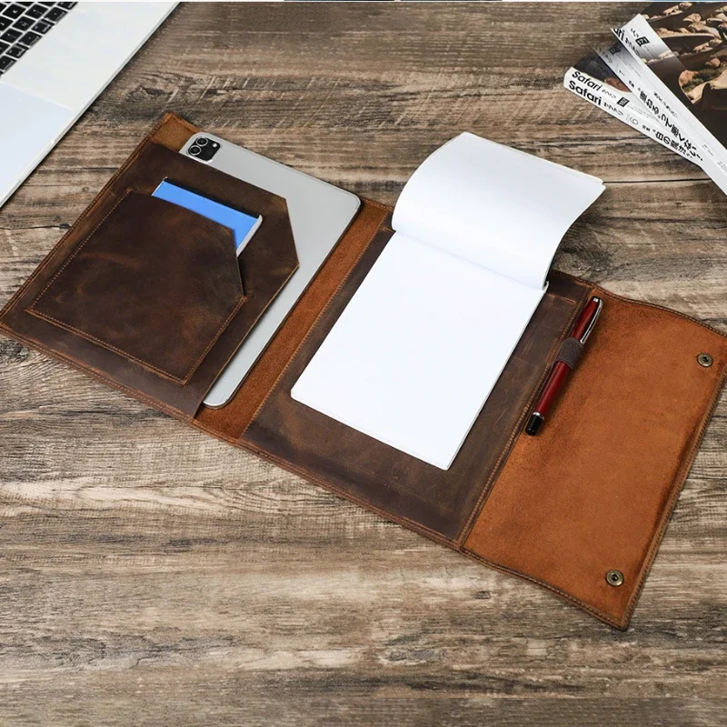 Leather A5/B5 Notebook Cover Card Slots with Pen Slot For Journal notebook IPad Mini Notebook Office School Supplies Stationery