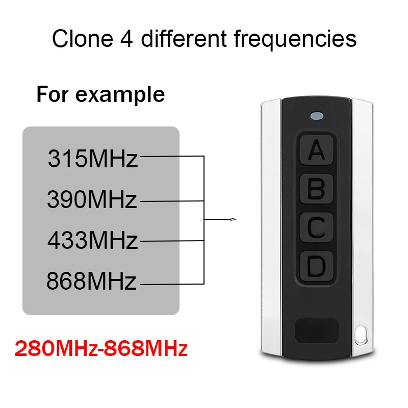 Duplicateur de télécommande de porte de garage multifréquence, ouvre-porte, clone, émetteur de copie, 280MHz-868MHz