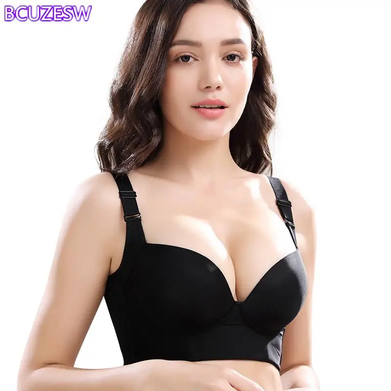 Deep Cup Bra Push Up Bras for Women Plus Size Hide Incorporated Full Back Coverage Lingerie Back Fat Shaper Bra 34-50