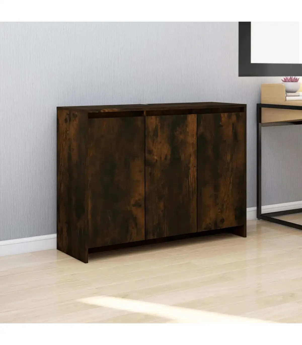 102x33x75 cm smoked oak chipboard sideboard