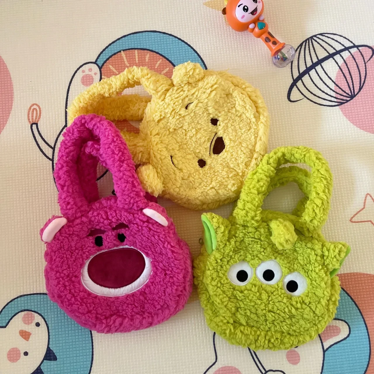 MINISO Disney  Cute Strawberry Bear Three-eyed Monster Winnie The Pooh Plush Toy Bag Fashion Crossbody Bag Claw Machine