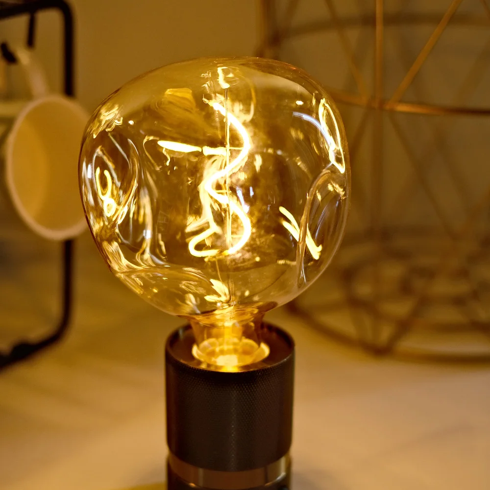 TIANFAN Edison Led Bulb Special Shaped Alien G125 4W Dimmable 220-240V E27 Decorative Light Bulb Amber Super Warm