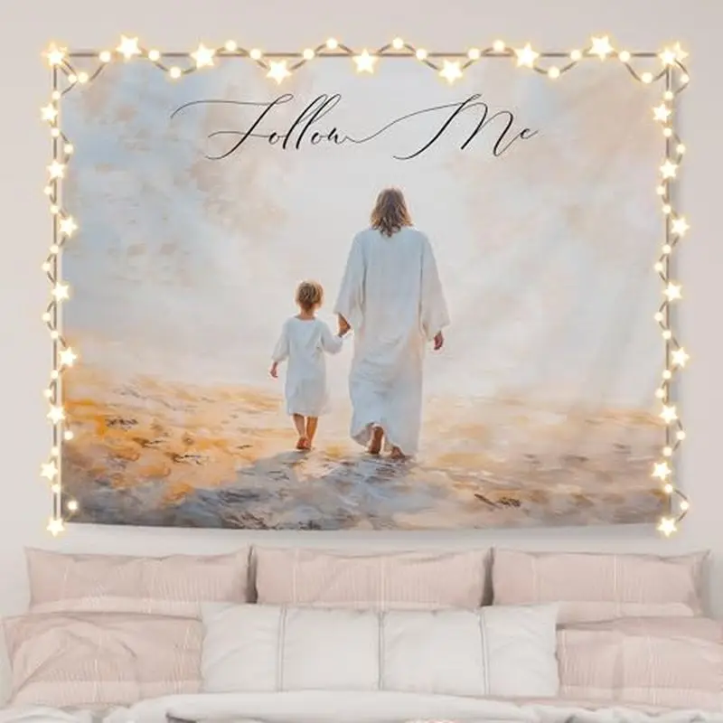 VIKAMA Christ Jesus Follow Me Tapestry, Religious Wall Hanging, Bible Faith Wall Decor for Bedroom Church Home Decoration