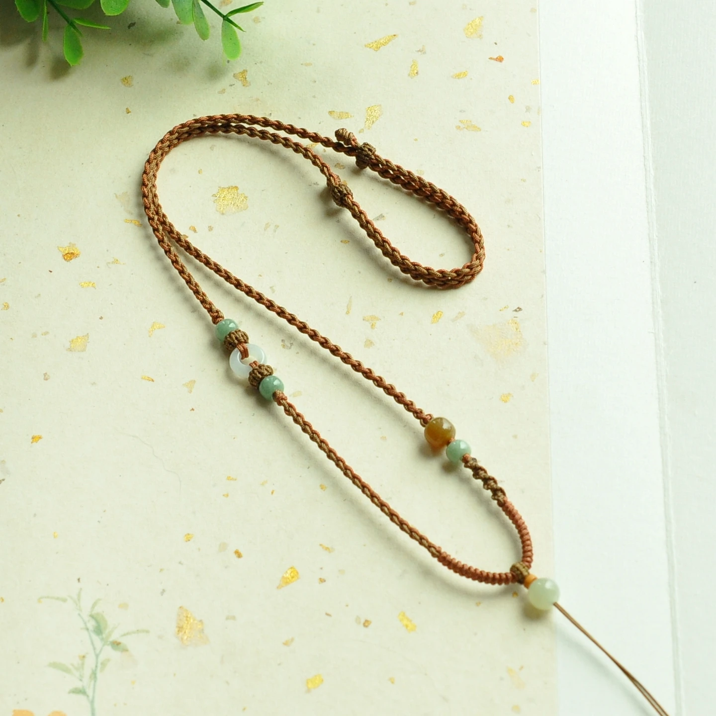 オリジナル天然-a-グレード翡翠シンプルな調節可能なネックレス-diy-手織りペンダントロープ多用途エレガントなファッションジュエリーアクセサリー
