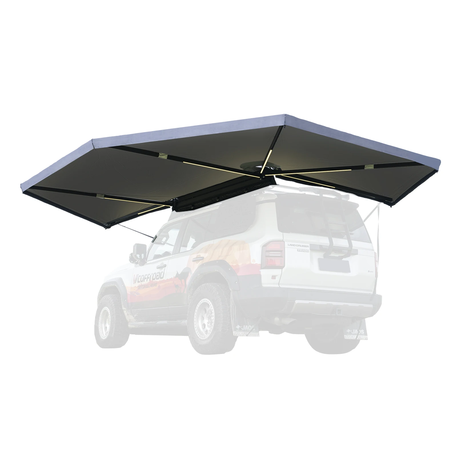 TLF SAN HIMA 270 °   Toldo independiente Toldo lateral para coche Refugio independiente de 270 grados con tira de luz LED para vehículo SUV Tru
