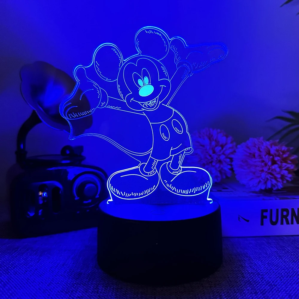 Disney Cartoon 3D Night Light Minnie Mickey Mouse Acrylic Touch 3D illusion Lamp Bedroom Decorative Table Lamp Child Toys Gifts