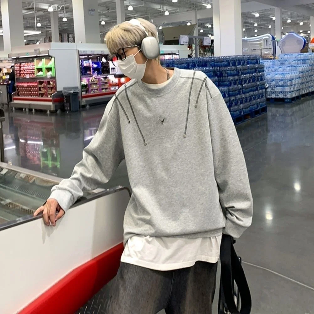 

Мужские худи без капюшона с русским полосатым линейным узором: традиционный классический дизайн для повседневной городской носки