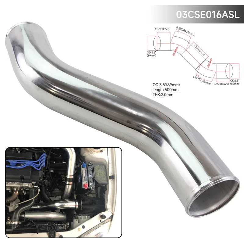 

Z / S Shape 40 Deg Aluminum 89-102mm /3.5-4.0" inch Intercooler Intake Pipe Piping Tube hose L=450mm