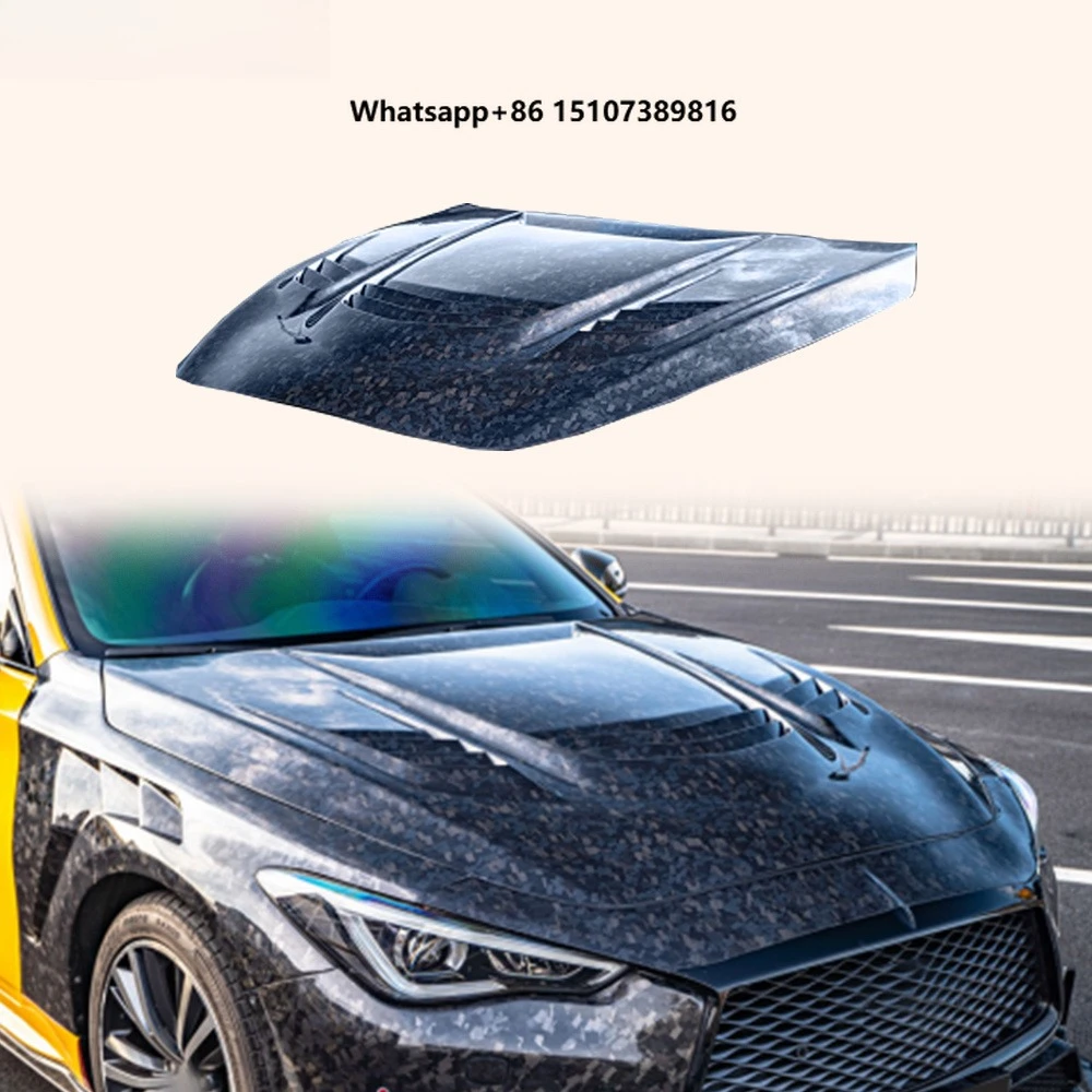 For Q60 V37 Coupe 17-22 Forged Carbon MBJ Style Front Vented Hood