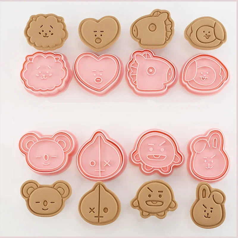 8 Teile/satz Nette Cookie Schneider Kunststoff 3D Cartoon Pressbare Keks Form Cookie Stempel Küche Backen Gebäck Backformen Werkzeuge
